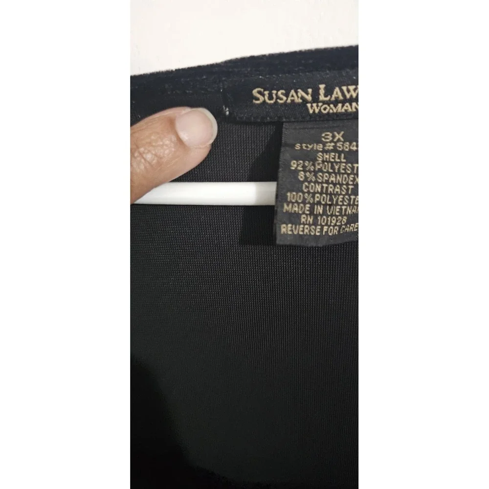 Susan Lawrence Velvet Top Satin Trim Square Neck 3X Whimsigoth Stretch‎ Timeless